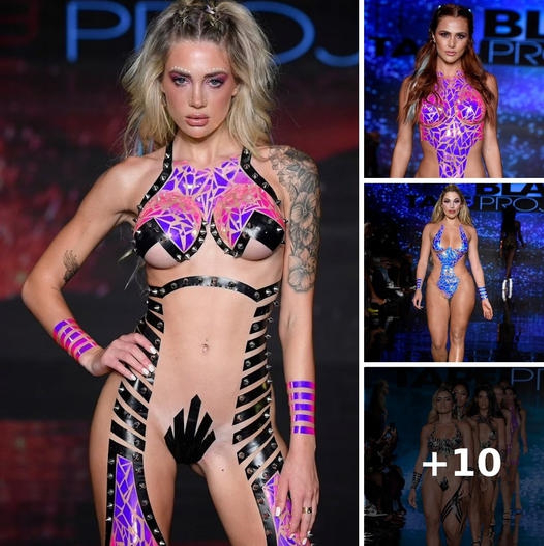 Don’t come unstuck! Models gracing the catwalk at Miami Swim Week pose in bikinis made from TAPE…
